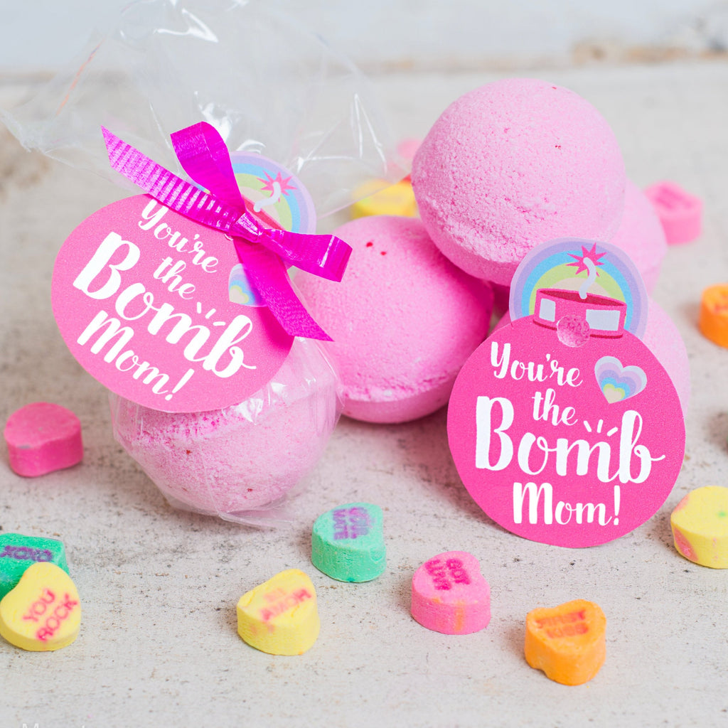 printable Mother's Day bath bomb gift tag INSTANT DOWNLOAD "You're the BOMB Mom!" easy print at home unique gift tags