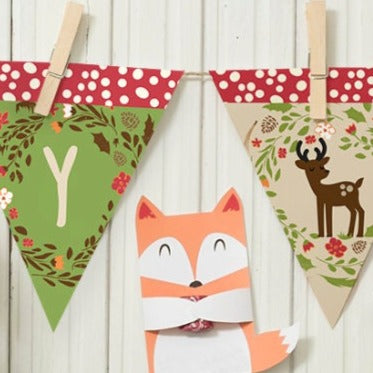 Banner only: Woodland Party A-Z birthday or baby shower banner.  Spell out a custom message.  all letters and numbers included