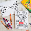 French Bulldog illustrated INSTANT DOWNLOAD Mother's Day Coloring page activity dog craft printable greeting card boston terrier 3D bowtie