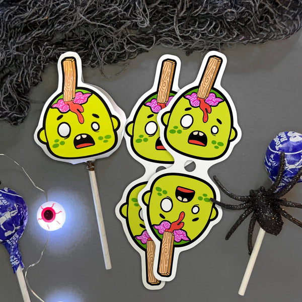Printable Zombie Character Sucker Covers - Funny Halloween Lollipop Puppets - Undead Cartoon Halloween Zombified Gross Illustration