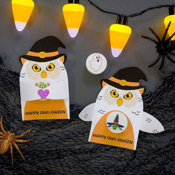 Printable Owl Witch Candy Hugger - Halloween Card - Individually Wrapped Candy or Small Toy - White Owl - Halloween Gift - Trick or Treat