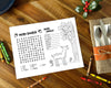 Thanksgiving Printable Placemat Activity Coloring Sheets for Kid's Table | Connect the Dots, Word Jumble, Maze, Turkey Coloring, Word Find