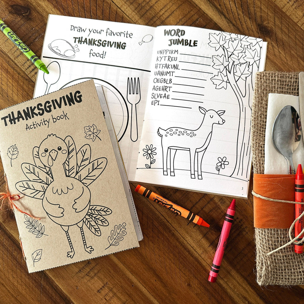 Printable Thanksgiving Activity Book for the Kids Table | Turkey Coloring Book Craft for Kids at Thanksgiving Dinner | Instant Download DIY