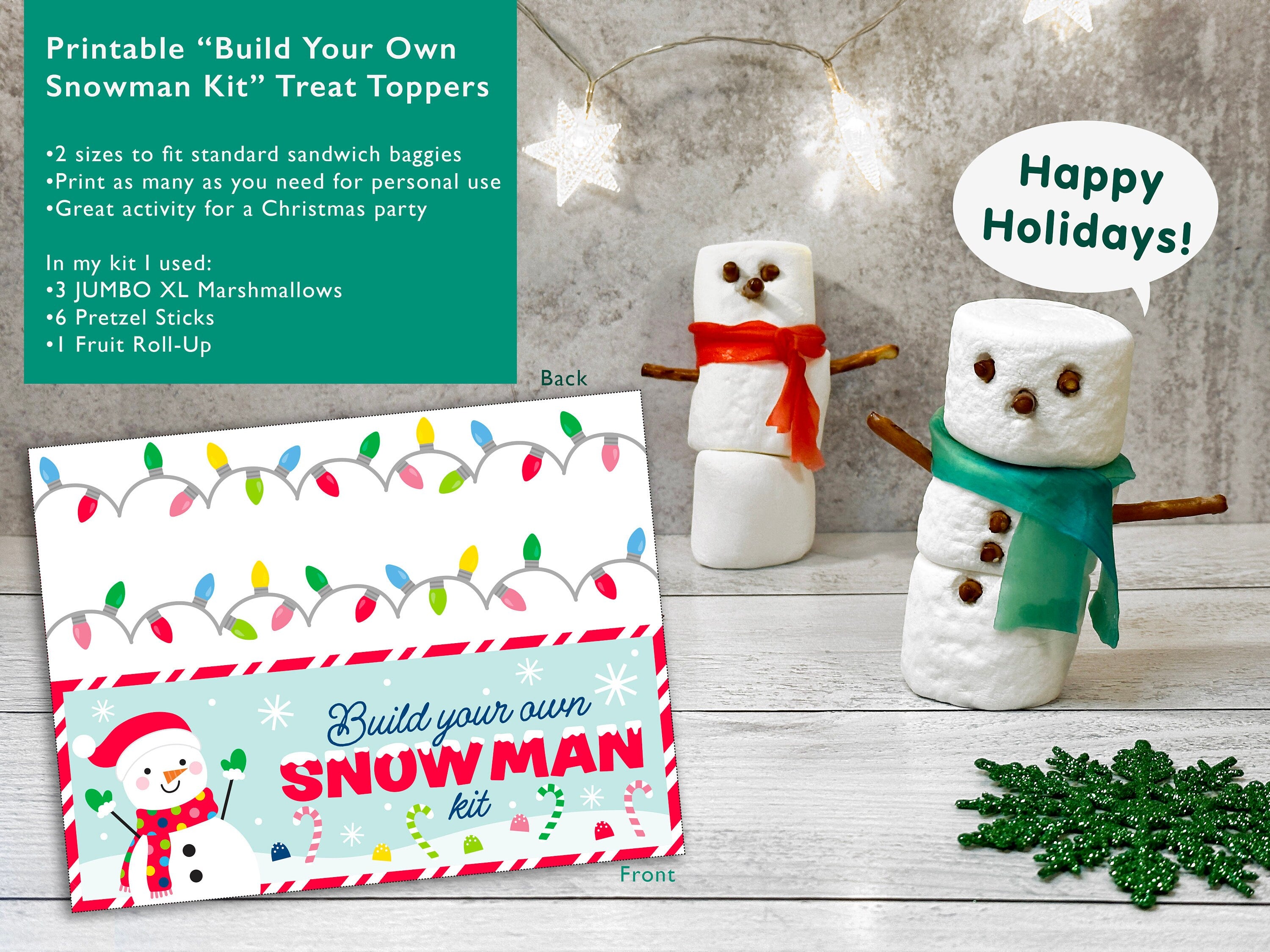 Printable Treat Topper for a Build Your Own Snowman Activity Kit – Kudzu  Monster