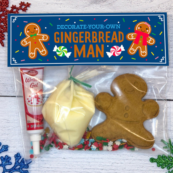 Printable Treat Topper for a Decorate Your Own Gingerbread Man Kit | Cute Christmas craft | Kid's Holiday Activity | Kid's Table Activities
