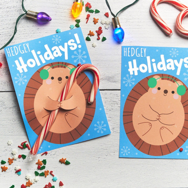 Printable Owl Candy Cane Hugger Cards | Instant Download Holiday Cards for Candy Canes or Christmas Pencils | Cute Kids Christmas Cards
