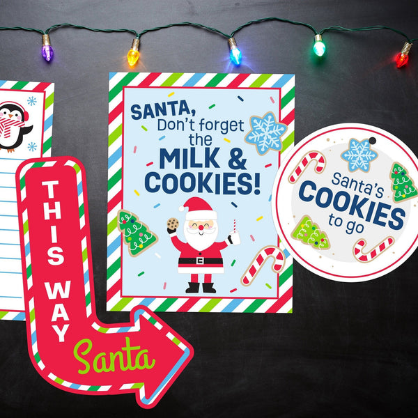 Printable Letter to Santa | Santa Arrow Sign | Santa Milk and Cookies Sign | Santa Cookies to Go Gift Tag | Instant Download