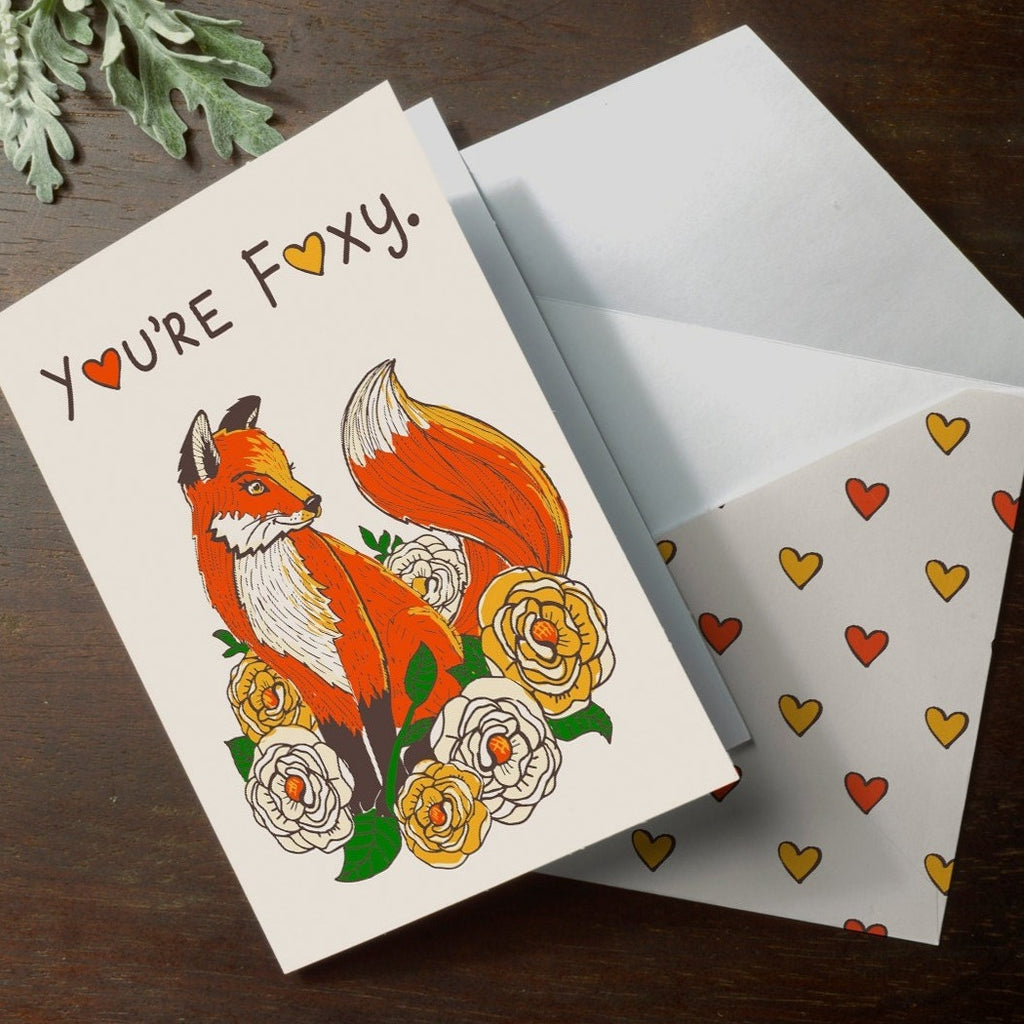 INSTANT DOWNLOAD Printable Valentines "You're Foxy" Folded Card Aniversary, Love you card, Valentines