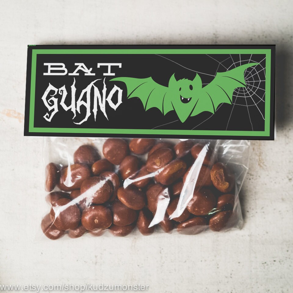 INSTANT DOWNLOAD Halloween bat guano Treat Topper Candy Bag Topper Label homemade candy trick or treat bag gross boy silly funny halloween