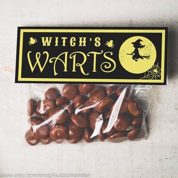 INSTANT DOWNLOAD Halloween witch warts Treat Topper Candy Bag Topper Label homemade candy trick or treat bag gross silly funny halloween