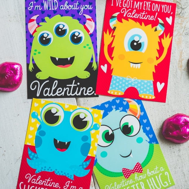 monsters inc valentines card Monster Alien Valentines Set of 4 – Kudzu Monster