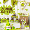Zombie Party Printable kit Birthday decor banner flags bottle wrap cupcake toppers graveyard monster theme DIY green party favors download