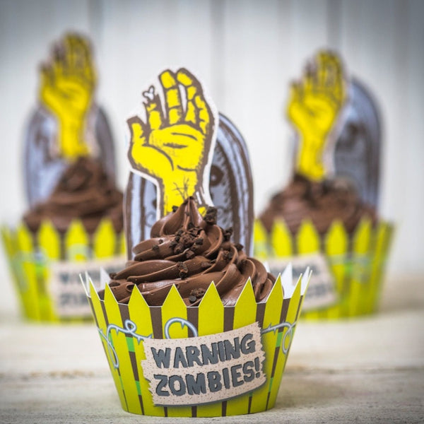 Zombie Birthday Party Printable decor cupcake kit instant download print at home cupcake toppers cupcake wrappers zombie hand grave funny
