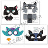 Printable Halloween Masks Kit for kids DIY Halloween activity with werewolf, bat, black cat, and owl. Great for classroom craft or party