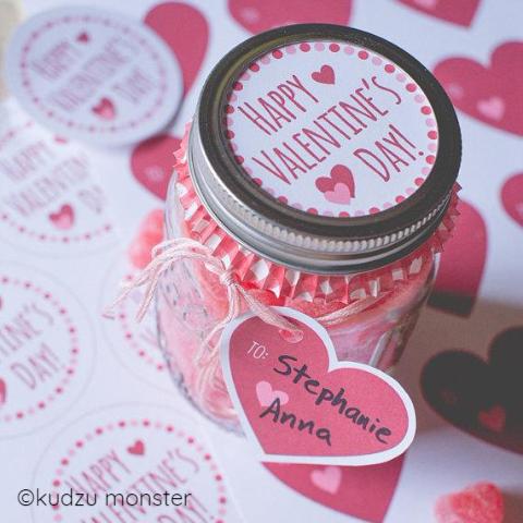 Mason Jar Valentine Label and Tag