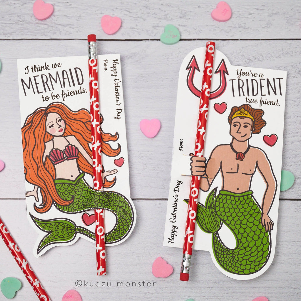 Mermaid and Merman Valentine