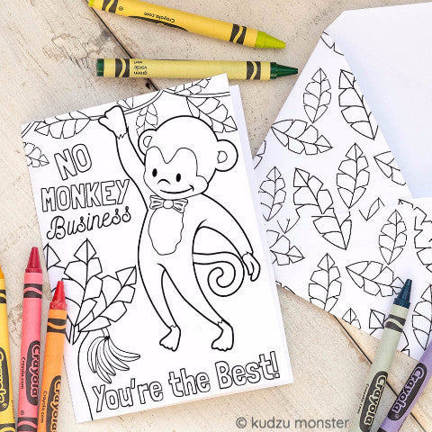 Monkey Coloring Activity Greeting Card