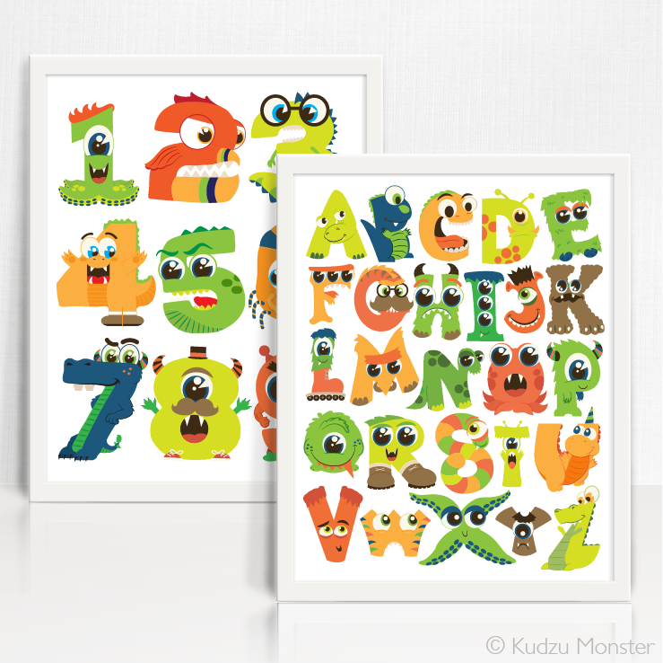 Monster ABC 123 Printable Art Set - Kudzu Monster
 - 3