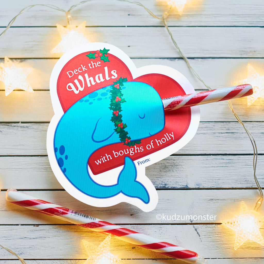 Narwhal Heart Candy Cane Holder