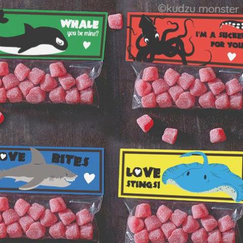 Sea Creature Valentine Treat Topper Combo Pack