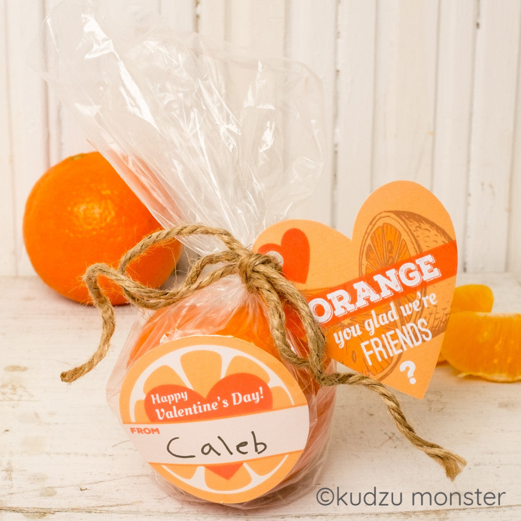 Orange Valentine with Gift Tag - Kudzu Monster
