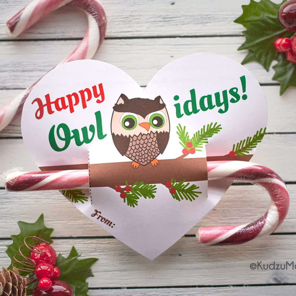 Owl Heart Candy Cane Holder