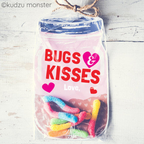 Pink Bug and Kisses Mason Jar Valentine - Kudzu Monster
