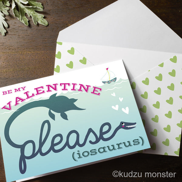 Dinosaur Please(iosaurus) Valentine Card - Kudzu Monster
