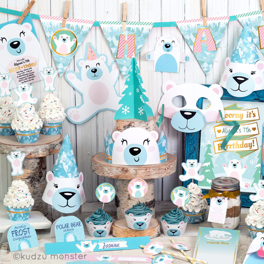 Printable POlar Bear Party Deluxe Kit - Kudzu Monster
