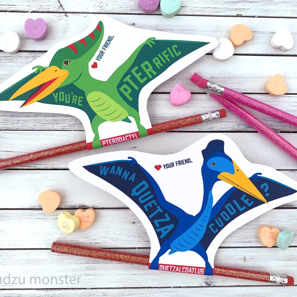 Pterosaur Pencil Valentines