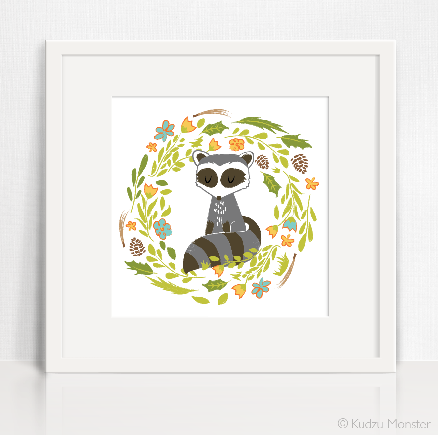 cute raccoon nursery art printable artwork woodland theme