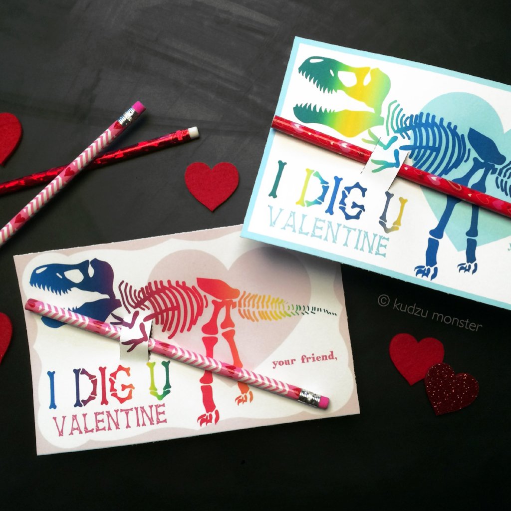 Rainbow Dinosaur Valentines