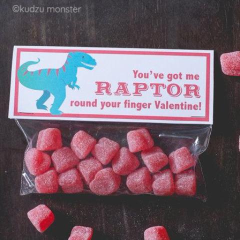 Raptor Dinosaur Valentine Treat Topper