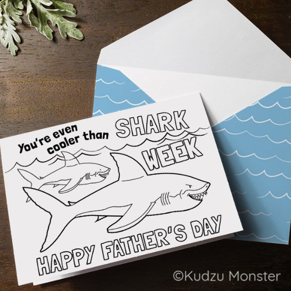Shark Father's Day Coloring Greeting Card