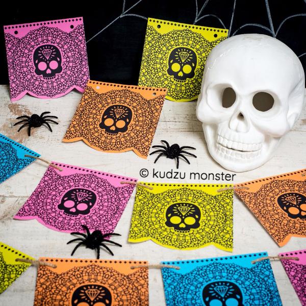 Sugar Skull Day of the Dead Banner Flags