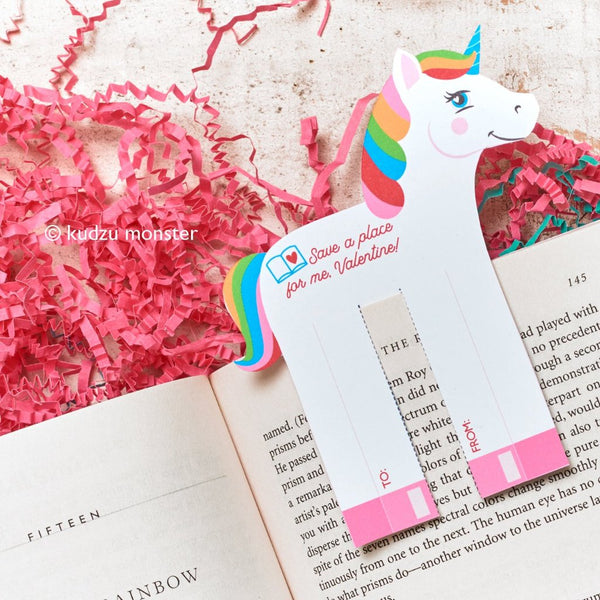 Unicorn Valentine Bookmark
