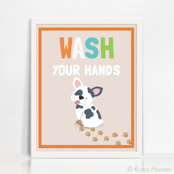 Printable Puppy Wash Your Hands Art - Kudzu Monster
